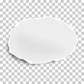 Torn paper scrap of oval shape isolated on transparent background. Vector illustration