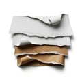 Torn paper sheets with curled edges on a white background Royalty Free Stock Photo