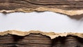 Torn paper with space for your message on old wood background. Royalty Free Stock Photo