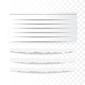 Torn paper strips. Ripped paper edges, broken white cardboard Royalty Free Stock Photo