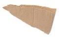 Torn piece of cardboard. Blank paper piece for message, reminder, sign, tag, label. Corrugated ripped cardboard empty background