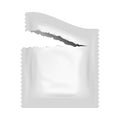 Torn Realistic Condom Food Medicine Flow Pack Isolated Icon Design Template Vector Illustration