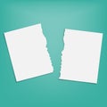 Torn square paper piece. Vector paper pieces with shadows Royalty Free Stock Photo