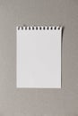 Torn white empty blank notebook paper page with copy space on gray background Royalty Free Stock Photo