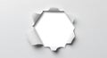 torn white paper with hexagonal opening, creating a unique visual element - generated using ai Royalty Free Stock Photo