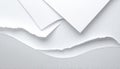 Torn White Paper Layers with Rough Texture and Shadows on Plain Background Royalty Free Stock Photo