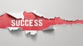 Torn White Paper Revealing Red Layer with SUCCESS Text Concept Change and New Beginnings Royalty Free Stock Photo