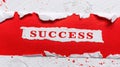 Torn White Paper Revealing Red Layer with SUCCESS Text Concept Change and New Beginnings Royalty Free Stock Photo