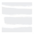 Torn white paper sheets set with ripped edges on white background. Scrapbook edge, notebook tear, blank page split vector Royalty Free Stock Photo