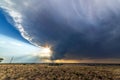 Tornadic Supercell over Tornado Alley at sunset Royalty Free Stock Photo