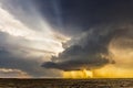 Tornadic Supercell over Tornado Alley at sunset Royalty Free Stock Photo