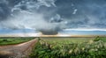 Tornadic Supercell over Tornado Alley at sunset Royalty Free Stock Photo