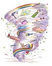 Tornado. Artistic illustration. Colored pencils
