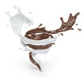 Tornado of chocolate and milk flow Royalty Free Stock Photo