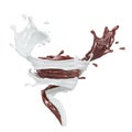 Tornado of chocolate and milk flow Royalty Free Stock Photo