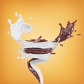 Tornado of chocolate and milk flow