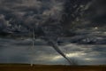 Tornado Descending on Windmill Farm Royalty Free Stock Photo