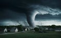 A tornado devastates a typical neighborhood Royalty Free Stock Photo