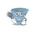 Tornado in doctor cartoon character with tools Royalty Free Stock Photo