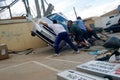 Tornado effects in palma de mallorca detail on workers