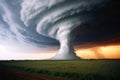 A tornado forms in a thunderstorm cell