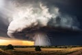 A tornado forms in a thunderstorm cell