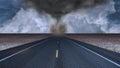 Tornado funnel desert road landscape