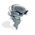 Tornado with funny cartoon angry sneering face vector 3d illustration isolated on white. Royalty Free Stock Photo