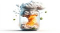 Tornado in a glass jar symbolizing control over nature\'s power isolated on white background Royalty Free Stock Photo