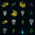 Tornado icons set vector neon