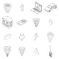 Tornado icons set vector outline