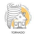 Tornado isolated icon, natural disaster and broken house