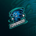 Tornado mascot logo design vector with modern illustration concept style for badge, emblem and t shirt printing. Angry tornado Royalty Free Stock Photo