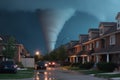 Tornado Ripping Havoc in Neighborhood representing the destructive power of extreme weather events