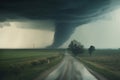 Tornado road storm farm. Generate Ai Royalty Free Stock Photo