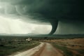 Tornado road storm. Generate Ai Royalty Free Stock Photo