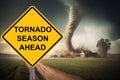 Tornado Season Ahead Warning Sign - Ai Generated Royalty Free Stock Photo