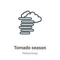 Tornado season outline vector icon. Thin line black tornado season icon, flat vector simple element illustration from editable