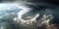 Tornado sky view from atmosphere top. Generative AI weber. Royalty Free Stock Photo