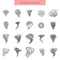 Tornado storm icon simple set line art hand drawn Royalty Free Stock Photo