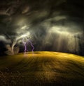 Tornado in stormy landscape Royalty Free Stock Photo