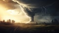 A tornado in a stormy landscape embodies the stark, Ai Generated