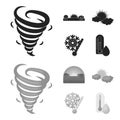 Tornado, sunrise, cloudiness, snow and frost. The weather set collection icons in black,monochrom style vector symbol Royalty Free Stock Photo