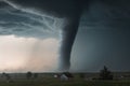tornado, towering and deadly, with lightning flashing in the sky Royalty Free Stock Photo