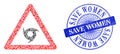 Scratched Save Women Stamp Seal and Triangle Tornado Warning Mosaic Royalty Free Stock Photo