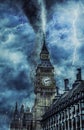 Tornado on Westminster Abbey - Dramatic Weather on City, tornado and lighting in England