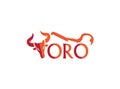 Toro head red orange stylized alphabet logo bull design vector illustration on white  background Royalty Free Stock Photo