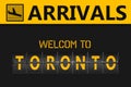 Toronto on airport arrivals flipping panel