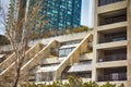 TORONTO, CANADA - April 25, 2020: Modern condo buildings with garden in Downtown Toronto. Royalty Free Stock Photo