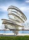 TORONTO, CANADA - April 25, 2020: Street Modern Sculpture on the promenade of Downtown Toronto